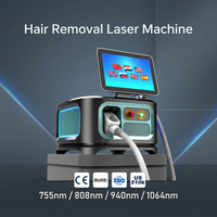 Épilateur laser diode portable indolore 1600W TEC à refroidissement élevé, 4 longueurs d'onde (755, 808, 940, 1064 nm) pour le visage et le corps, nez et oreilles