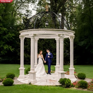 Youfine Tùy Chỉnh Sang Trọng Ngoài Trời Lâu Đài Vườn Phong Cách Châu Âu Tay Chạm Khắc Đá Tự Nhiên Bằng Đá Cẩm Thạch Trắng Đám Cưới Gazebo - Product Image 5
