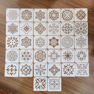 Fghgf — pochoirs de <span class=keywords><strong>peinture</strong></span> de meubles, modèle <span class=keywords><strong>mandala</strong></span> laser, réutilisable, 15x15 cm, 32 pièces - Product Image 3