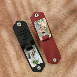 Sublimación personalizada en blanco Pu cuero familia foto llavero Madre Padre regalo Diy llaveros - Product Image 4