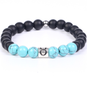 Pulsera Elástica de los 12 Signos del Zodiaco, con Cuentas de Ónix Negro Mate y Turquesa de 8mm, Pulsera de Meditación Espiritual - Product Image 6