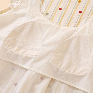 Pyjama en coton à col en v personnalisé pour femmes Robe de <span class=keywords><strong>nuit</strong></span> tachetée à rayures doux 100% coton décontracté été hiver automne printemps ODM approvisionnement - Product Image 6