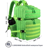 Sac à dos tactique Trailpop personnalisé 45L, vert fluo, imperméable, pour la randonnée, l'escalade, le voyage, le fitness, avec système Molle