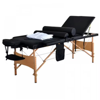 Plegable portátil 3 secciones salón de belleza Spa mesa de masaje altura ajustable patas de madera cama de masaje