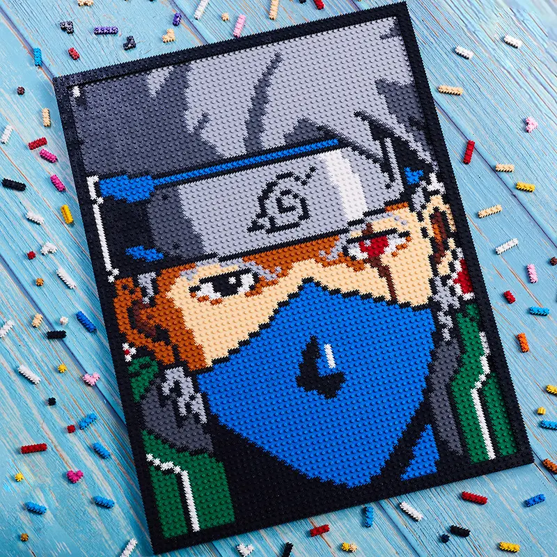 XRH figurines d'anime Pixel peinture série Carton une pièce Luffy Kakashi peinture briques personnalisé mosaïque Art blocs de construction ensemble à