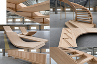 Escalier en colimaçon en bois courbé sur mesure OEM, en chêne, toutes dimensions, tous designs, avec garde-corps en fer et balustres en acier thermolaqué