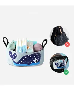 다기능 캔버스 베이비 유모차 주최자, 범용 안장 가방 아기 침대 작은 기저귀 가방