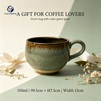 Tasse à matcha en céramique unique, faite à la main, de style rétro et luxueux, irrégulière, avec soucoupe pour café et latte