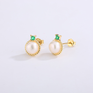 Elegant S925 <b>Silver</b> Freshwater Pearl <b>Stud</b> Earrings Zircon Crown Fan Jewelry for Women Wedding Bridal Anniversary Gift - Product Image 3