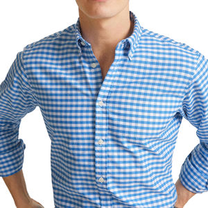 Chemise Oxford pour homme en coton à carreaux à manches longues boutonnée respirante classique décontractée élégante pour uniforme scolaire personnalisé LOGO - Product Image 4