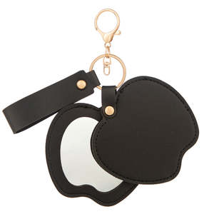 Apple-Shaped PU Leather Compact <b>Mirror</b> Keychain Red Double-Sided Travel Pocket <b>Mirror</b> With Swivel <b>Foldable</b> Design - Product Image 6