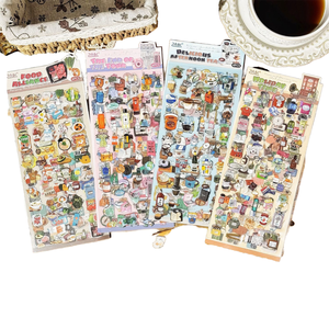 2026 4 Stück Niedliche Cartoon-Haustier-Aufkleber pro Packung, Glänzende Klebeetiketten für Feiertagsdekoration, PET-Harz, Gestanzte Aufkleber für Kinder-Entdeckungshallen - Product Image 1