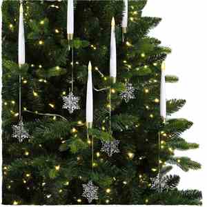 <b>LED</b> Flameless <b>Candles</b> Battery Operated <b>Remote</b> <b>Control</b> Realistic Flickering Snowflake Pendants for Christmas Home Birthday Party - Product Image 1