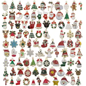 Mix Style Enamel Christmas Tree Santa Claus Charms for DIY Making Pendants Necklaces Earrings Bracelets Handmade Jewelry Finding