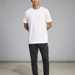 Mens Light Gray Cotton T Shirt Crew Neck Short Sleeve Casual Regular Fit Breathable Everyday Basic Summer Tee - Product Image 3