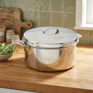 Casserole en acier inoxydable avec couvercle, design classique rond, durable, compatible avec toutes les plaques de cuisson, passe au lave-vaisselle - Product Image 3