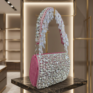 Elegante Bolso de Mano de Perlas con Cuentas, Cadena para el Hombro, Decoración de Diamantes de Imitación Brillantes, Ecológico, para Fiesta - Product Image 2