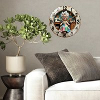 Jam Kaca Interaktif Bulat 30cm dengan Ubin Angka yang Dapat Dilepas/Diganti