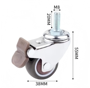 Roda TPR rem ganda berulir, M8x20 <span class=keywords><strong>1.5</strong></span> inci untuk peralatan dapur dan kursi makan dengan roda karet rem - Product Image 6