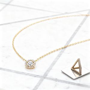 स्टाररी हालो ज़िरकॉन बेज़ेल सेट पेलेंट हार ट्रेंडी गोल्ड प्लेटेड लिंक चेन यूनिसेक्स उपहार होंगकी - Product Image 3