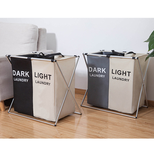 Cesto de ropa sucia grande de 3 secciones, organizador de ropa, cestas de almacenamiento, cesto y bolsa de lavandería - Product Image 5