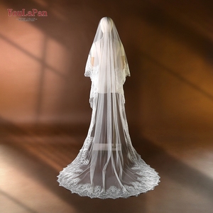 Voile de mariée YouLaPan V323, longueur cathédrale, dentelle brodée à la main, sans peigne, adapté aux cérémonies de mariage - Product Image 6