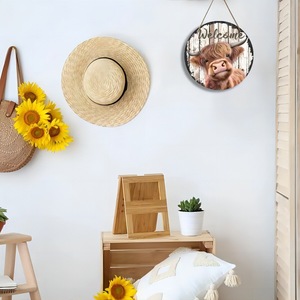 Décoration murale en bois imprimée UV avec numéro de porte et logo de bienvenue, série Bovins <span class=keywords><strong>des</strong></span> Highlands, pour <span class=keywords><strong>la</strong></span> remise <span class=keywords><strong>des</strong></span> diplômes et Thanksgiving - Product Image 5