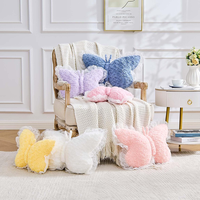 Coussin Papillon Jaune de 15 Pouces avec Bordure en Dentelle, Nœud Esthétique en Forme de Papillon, en Peluche Premium, pour Lit, Canapé, Décoration de Chambre