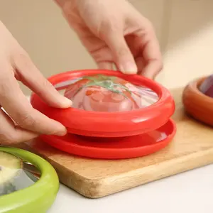 NISEVENキッチンガジェット野菜フルーツ収納キーパー再利用可能なレモントマトアボカドフレッシュストレッチポッドオニオンキーパー