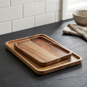 Plateau de service rectangulaire décoratif personnalisé pour bureau à domicile, usage hôtelier, par UCI Premium Wooden Tray Serving Trays - Product Image 1