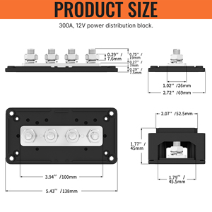 Blocco di Distribuzione Elettrica a 4 Poli per Batteria Automobilistica 300Amp 48VDC con Terminali Busbar 5/16\" - Product Image 2