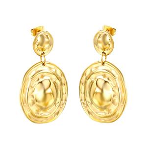 Pendientes de Acero Inoxidable con Baño de Oro de 18k, Textura Orgánica, Hipoalergénicos, Resistentes al Agua, para Mujer, Venta al Por Mayor - Product Image 1