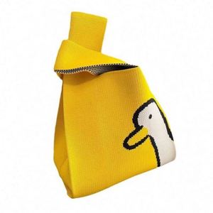 Handmade Knit Handbag Shopping Mini Knot Wrist <b>Purse</b> <b>Cute</b> Colorful Knitted Tote Bag - Product Image 6