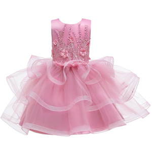 Girls Princess Dress Sleeveless Tulle Layered Pink Party Graduation Dress - Product Image 5