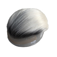 Attaché à la main naturel Ombre sel et poivre Invisible cheveux Patch Toppers Clips en gris cheveux humains pièces toupet pour hommes