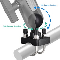 Support de fixation VIN 1,5 pouces en aluminium moulé avec base en U et rotule, pour rail marin, chariot élévateur, bras à double douille RAM pour tubes de 0,75 à 1,22 pouces de diamètre