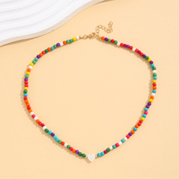 Collier bohème en perles de verre arc-en-ciel, pendentif en forme de cœur, breloque en perle, multicolore, fermoir à homard, cadeau unisexe