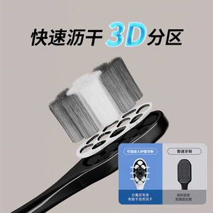 KONO 5266 แปรงสีฟันสำหรับผู้ใหญ่ แปรงสีฟันขนนุ่มสีดำและสีขาวสำหรับใช้ในครัวเรือน - Product Image 3