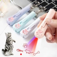Mainan Hewan Peliharaan Plastik Interaktif Multifungsi Penggoda Cakar Kucing Ungu Putih Penerangan Cahaya Detektor Uang Gantungan Kunci Senter