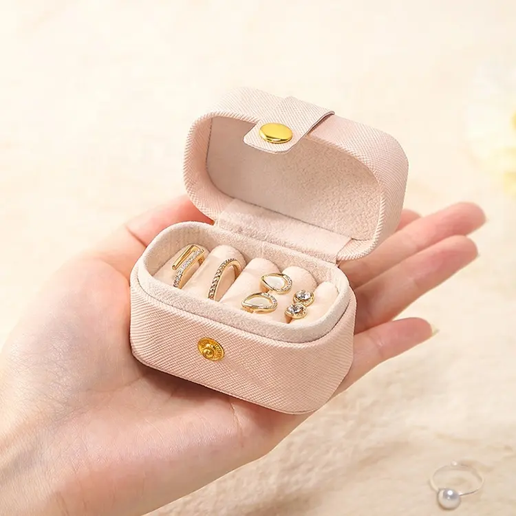Custom Mini Cadeau Opbergdozen Reizen Sieraden Organizer Case Verloving Saffiano Lederen Ring Box