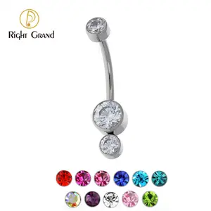 Interne Schroefdraad Buik Piercing Navel Ring Bezel Set Doorzichtige Zirkoon Titanium Lichaam Sieraden