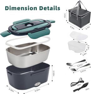 Produits en promotion sur Amz : boîte à lunch chauffante en plastique pour usage domestique, boîte à lunch électrique avec cuillère - Product Image 4