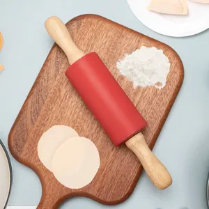 Küche Backwerk zeuge Benutzer definierte Holzgriff Antihaft Silikon Mini Weihnachts teig Nudel holz Klein für Kinder