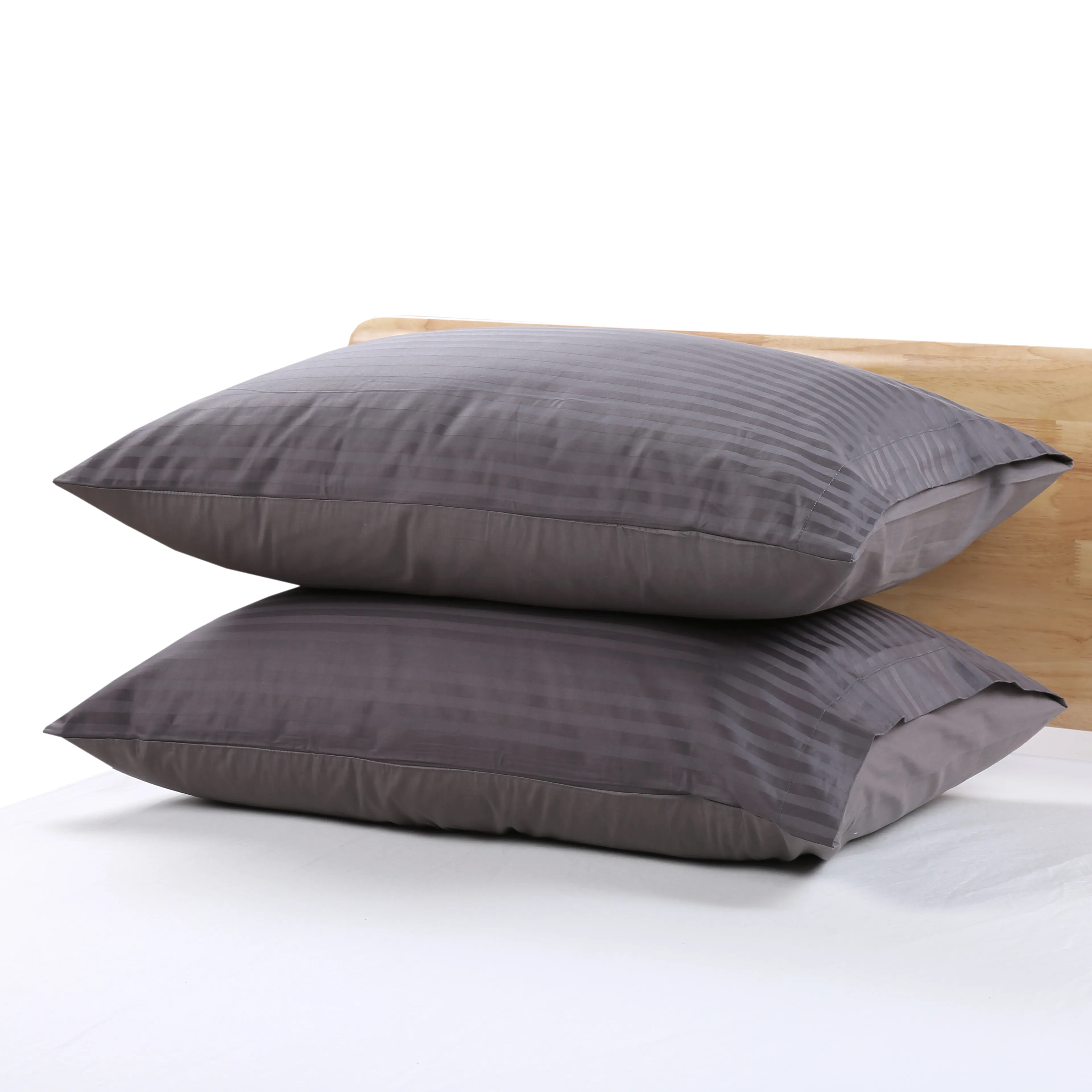 ファッション300TC封筒ホテルダークグレーストライプ綿100% 枕カバー枕カバー