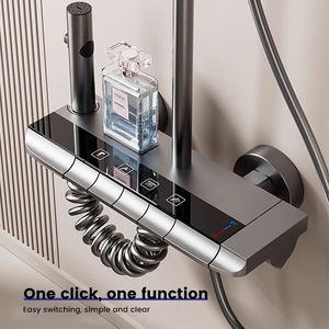 Système de <span class=keywords><strong>douche</strong></span> mural minimaliste haut de gamme avec mitigeur gris anthracite pour <span class=keywords><strong>baignoire</strong></span> et <span class=keywords><strong>douche</strong></span>, kit complet pour la maison - Product Image 1