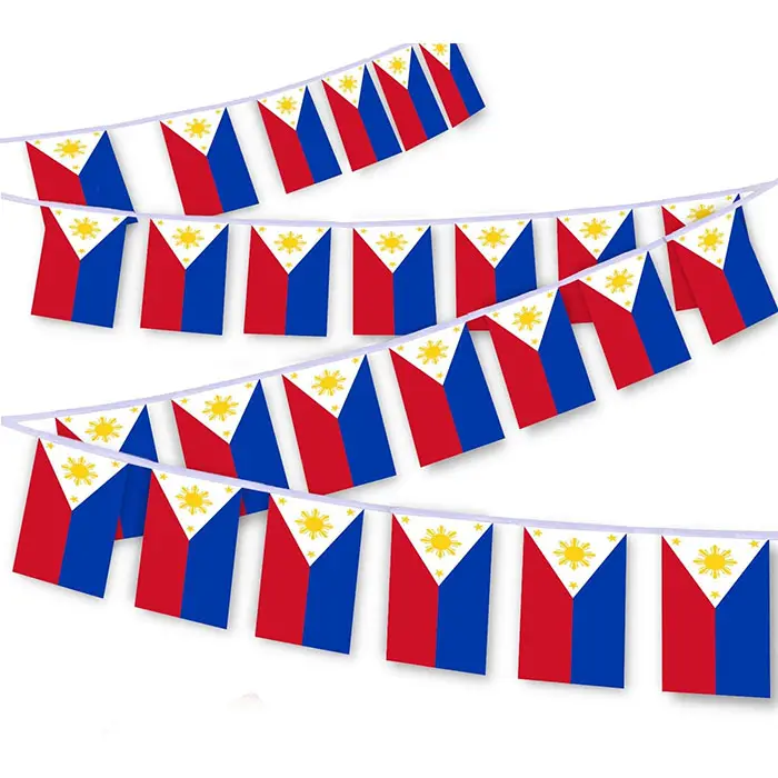 Philippines Filipino Polyester String Drapeau Bunting Décoration Fanion Bannière pour Extérieur et Intérieur National Country Decor