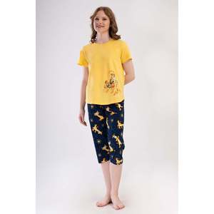Conjunto de Pantalones Capri y Top de Cuello Redondo KADIN P.SUPREM O YAKA KISA KOL ETEGI OVAL - SARI - SARI - Product Image 1