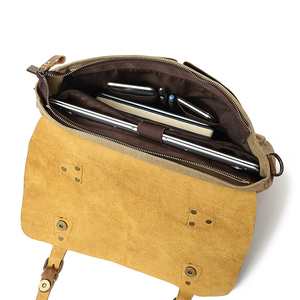 Bolsa de Lona al por Mayor, Bolso de Hombro Grande Informal para Negocios, Maletín para Portátil, Maletines de Cuero Genuino Vintage Crazy Horse para Hombre - Product Image 4