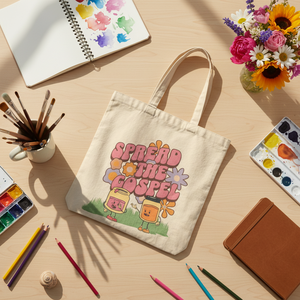 빈티지 스타일 스프레드 복음 기독교 재사용 가능한 토트 백 맞춤 패션 숄더 예수 신앙 코튼 캔버스 선물 토트 백 - Product Image 6