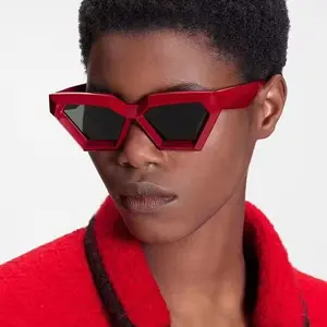 neue sonnenbrille für herren frauen rhombus dreieck polygon katzenauge rot schwarz futuristische y2k anteojos de sol 2024 frauen sonnenbrille